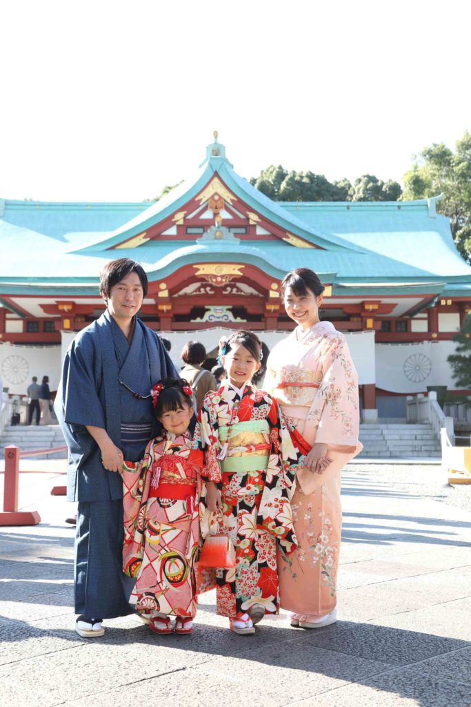 日枝神社七五三出張撮影家族写真