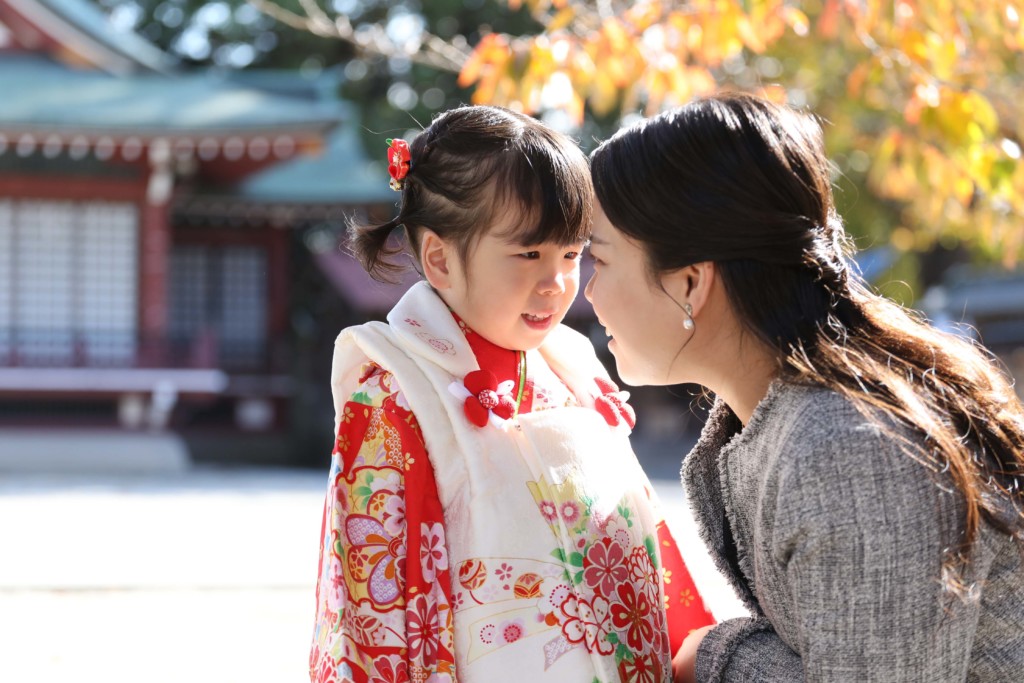 立川諏訪神社で撮影した3歳のお嬢さんの七五三